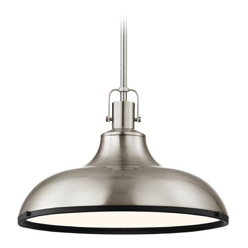 Design Classics Lighting Nautical Pendant Light Satin Nickel and Black 15.63-Inch Wide 1762-09 SH1777-09 R1777-07