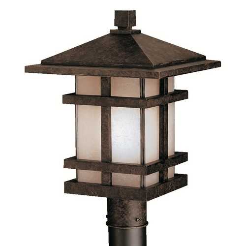 Kichler Lighting Kichler Post Light with Brown Glass in Aged Bronze Finish 9529AGZ