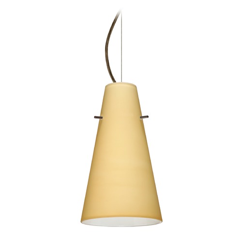 Besa Lighting Cierro Bronze LED Mini-Pendant Light with Conical Shade