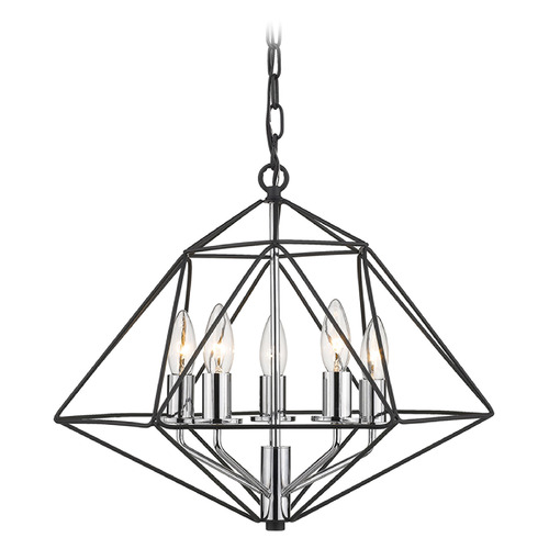 Z-Lite Geo Matte Black & Chrome Mini-Chandelier by Z-Lite 918-18MB-CH