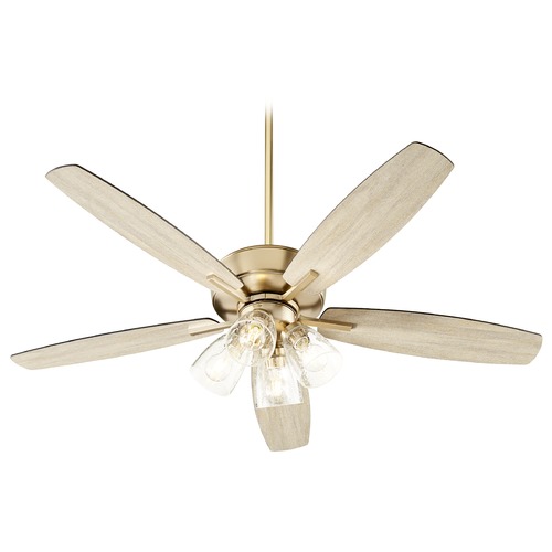 Breeze Aged Brass LED Ceiling Fan with Light by Quorum Lighting