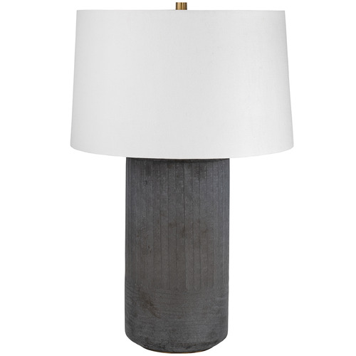 Troy Lighting Greyson Patina Brass & Dark Moody Palette LED Table Lamp with Drum Shade