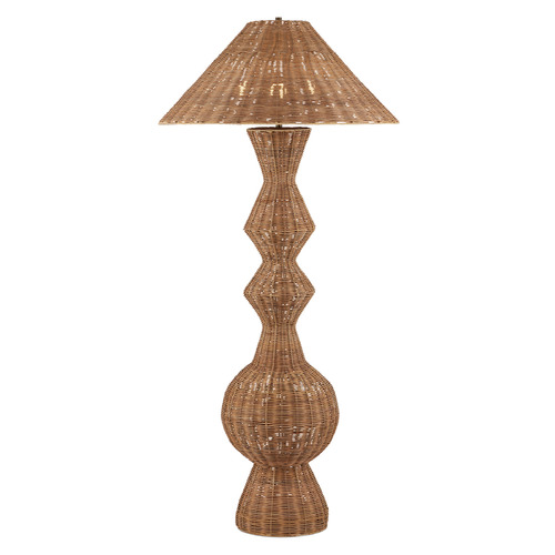 Currey and Company Nirvana Natural Rattan Floor Lamp with Empire Shade