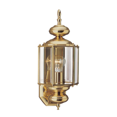 Generation Lighting Outdoor Wall Light with Clear Glass in Polished Brass Finish 8510-02