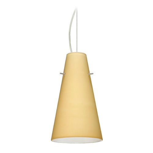 Besa Lighting Cierro Satin Nickel LED Mini-Pendant Light with Conical Shade
