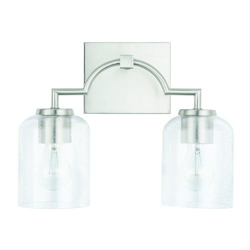 HomePlace by Capital Lighting HomePlace Carter Brushed Nickel 2-Light Bathroom Light with Clear Seeded Glass 139321BN-500