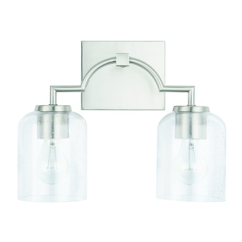 Carter Brushed Nickel 2-Light Bath Light with Clear Seeded Glass by HomePlace by Capital Lighting