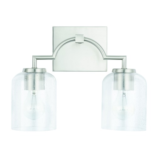 HomePlace by Capital Lighting Carter Brushed Nickel 2-Light Bath Light with Clear Seeded Glass by HomePlace by Capital Lighting 139321BN-500