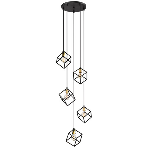 Z-Lite Vertical Bronze & Olde Brass Multi-Light Pendant by Z-Lite 478-5BRZ-OBR