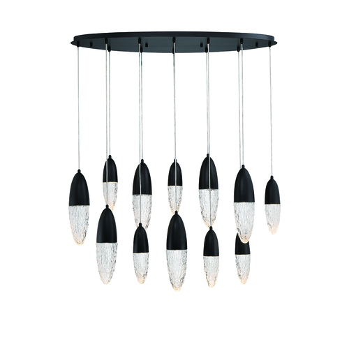 Ecrou 12-Light Linear Chandelier in Matte Black by Eurofase Lighting