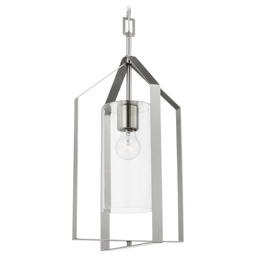 Progress Lighting Progress Lighting Vertex Brushed Nickel Pendant Light with Cylindrical Shade P500431-009