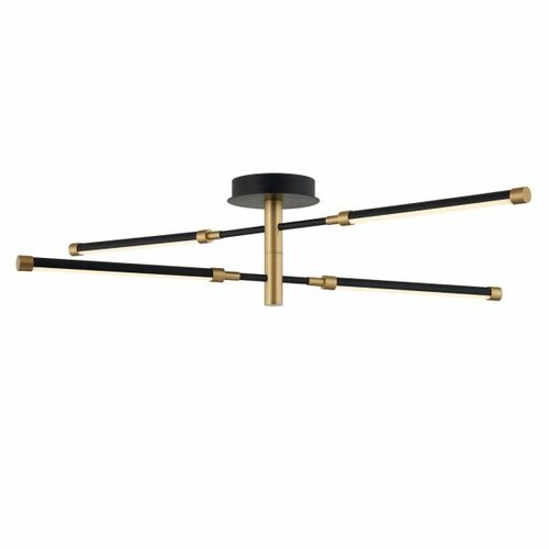 Fianco LED Semi-Flush in Black & Brass by Evolv by Justice Design Group