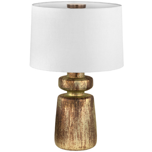 Troy Lighting Terron Patina Brass LED Table Lamp with Drum Shade