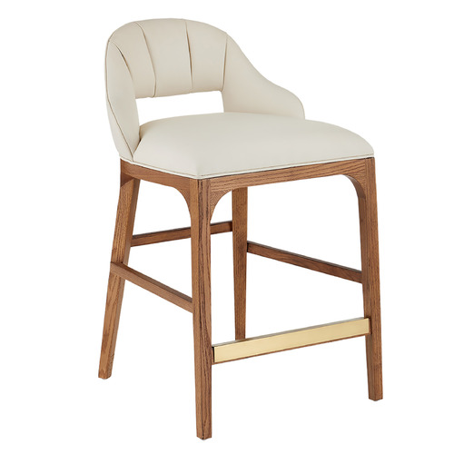 Currey and Company Aimee Kurzner Inga Morel Brown & Brushed Brass & Endurance Sand Barstool