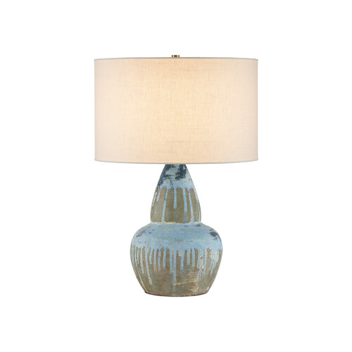 Catania Gourd Table Lamp in Antique Blue Drip by Currey & Company