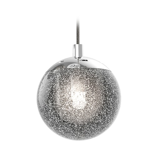 Seeded Glass Globe LED Mini Pendant Chrome by Sonneman Lighting