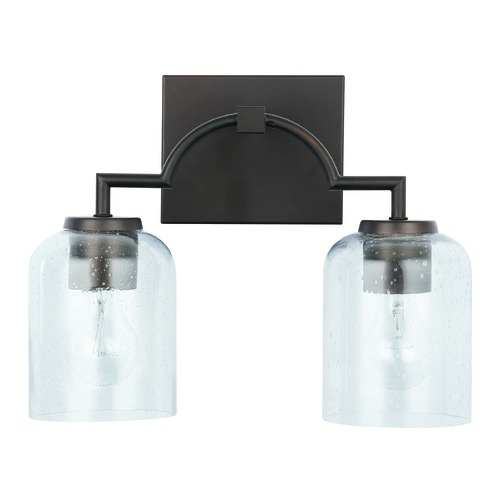 HomePlace by Capital Lighting Carter Bronze 2-Light Bath Light with Clear Seeded Glass by HomePlace by Capital Lighting 139321BZ-500