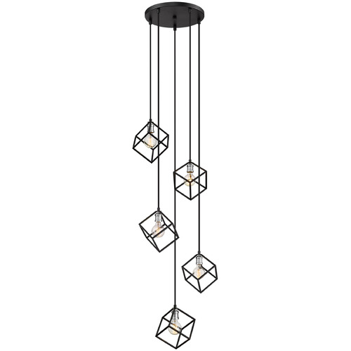 Z-Lite Vertical Matte Black & Brushed Nickel Multi-Light Pendant by Z-Lite 478-5MB-BN
