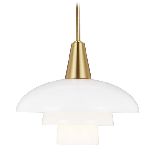 Visual Comfort Studio Collection Rossie Burnished Brass Pendant Light with Bowl / Dome Shade