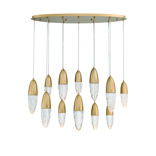 Ecrou 12-Light Linear Chandelier in Satin Gold by Eurofase Lighting