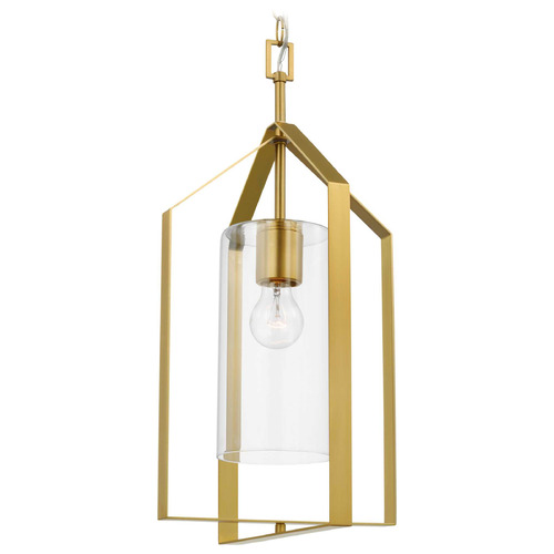 Progress Lighting Progress Lighting Vertex Brushed Gold Pendant Light with Cylindrical Shade P500431-191