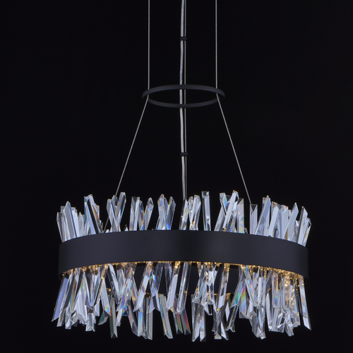 Glacier 20-Inch LED Pendant in Matte Black by Allegri Crystal