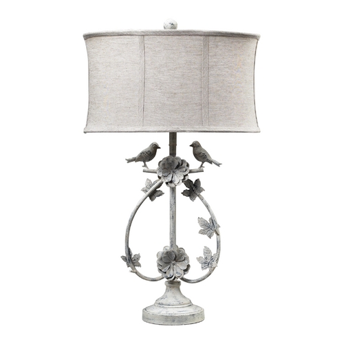 Elk Lighting Table Lamp with Grey Shade in Antique Whte Finish 113-1134