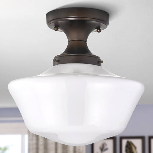 Design Classics Lighting 12-Inch Wide Bronze Schoolhouse Ceiling Light FDS-220 / GA12