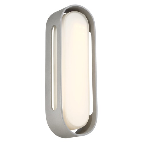 Floating Oval LED Outdoor Wall Light in Sand Silver by George Kovacs
