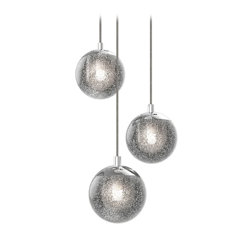 Sonneman Lighting Seeded Glass Globe LED Multi-Light Pendant Chrome by Sonneman Lighting 2962.01