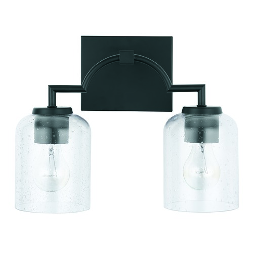 HomePlace by Capital Lighting HomePlace Carter Matte Black 2-Light Bathroom Light with Clear Seeded Glass 139321MB-500