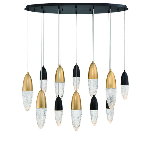 Ecrou 12-Light Linear Chandelier in Black & Gold by Eurofase Lighting