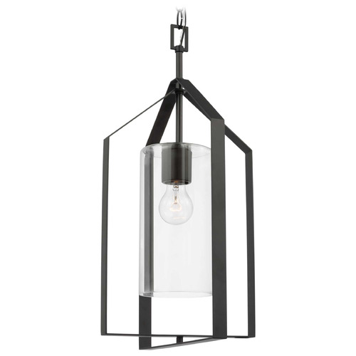 Progress Lighting Vertex Matte Black Pendant Light with Cylindrical Shade