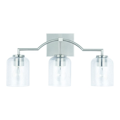 Carter Brushed Nickel 3-Light Bath Light with Clear Seeded Glass by HomePlace by Capital Lighting