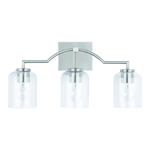 HomePlace by Capital Lighting Carter Brushed Nickel 3-Light Bath Light with Clear Seeded Glass by HomePlace by Capital Lighting 139331BN-500