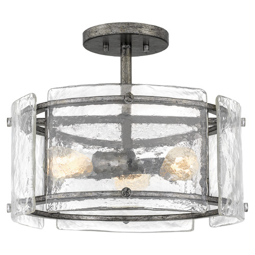 Fortress 16-Inch Semi-Flush in Mottled Silver by Quoizel Lighting