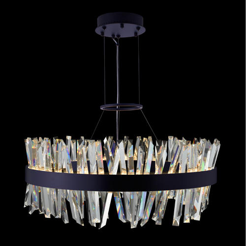 Glacier 32-Inch LED Pendant in Matte Black by Allegri Crystal