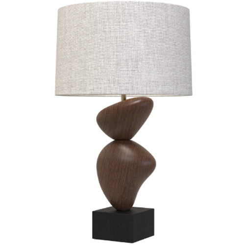Troy Lighting Lendark Bronze & Dark-Stained Mango LED Table Lamp with Drum Shade