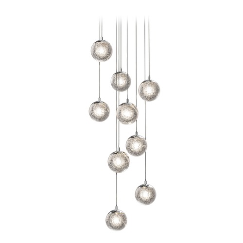 Seeded Glass Globe LED Multi-Light Pendant Chrome by Sonneman Lighting