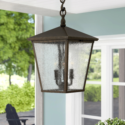 Hinkley Bronze LED Seeded Glass Outdoor Hanging Light by Hinkley 1432RB-LL