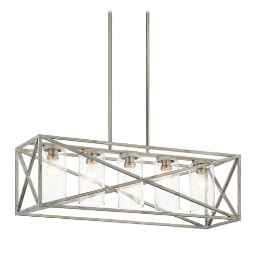 Kichler Lighting Moorgate 36-Inch Distressed Antique White Linear Chandelier by Kichler Lighting 44081DAW