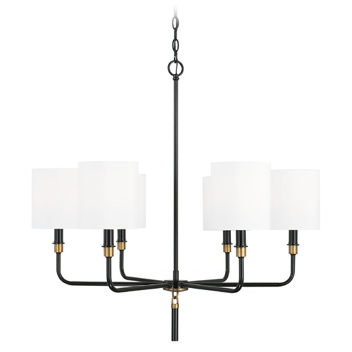 Beckham 32-Inch Glossy Black & Aged Brass Chandelier by HomePlace by Capital Lighting