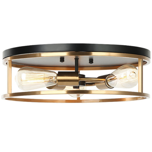 Justice Design Knox Round 3-Light Flush Mount Brass