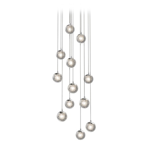 Seeded Glass Globe LED Multi-Light Pendant Chrome by Sonneman Lighting