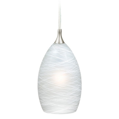 Vaxcel Lighting Milano Satin Nickel Mini-Pendant Light with Oblong Shade by Vaxcel Lighting PD57111SN