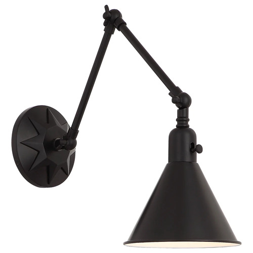 Morgan Adjustable Wall Light in Matte Black by Crystorama Lighting