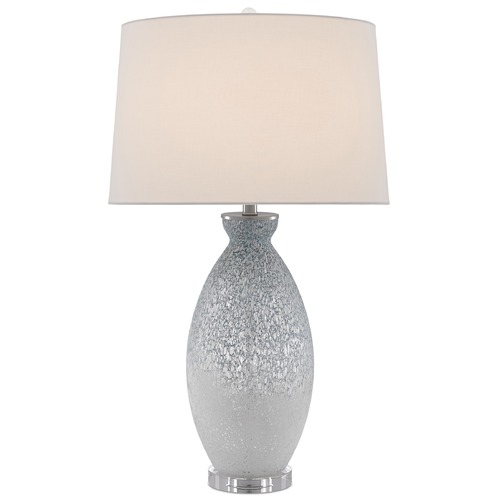 Currey and Company Lighting Currey and Company Hatira Pale Blue / White Table Lamp with Drum Shade 6000-0467
