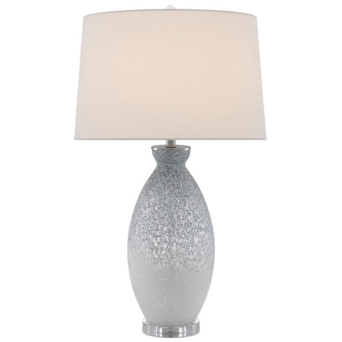 Currey and Company Hatira Pale Blue / White Table Lamp with Drum Shade