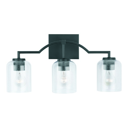 Carter Matte Black 3-Light Bath Light with Clear Seeded Glass by HomePlace by Capital Lighting