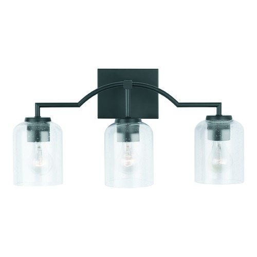 HomePlace by Capital Lighting Carter Matte Black 3-Light Bath Light with Clear Seeded Glass by HomePlace by Capital Lighting 139331MB-500